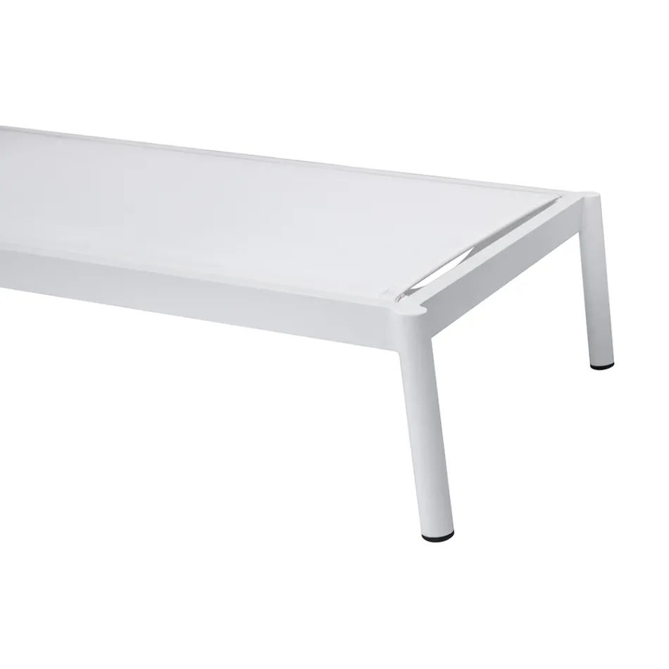 205 x 76 cm große Aluminium-Sonnenliege für den Außenbereich mit Kissen - Tessara Viadurini