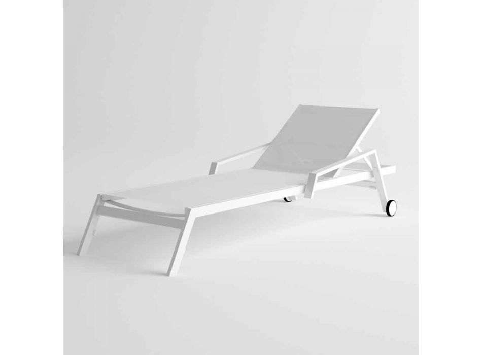 Sonnenliege im Freien aus Aluminium mit Rädern und Armlehnen Modernes Design - Carmine Viadurini