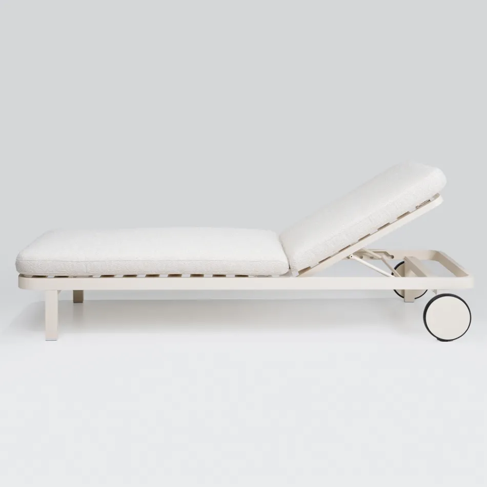 Outdoor-Liege aus Aluminium und Stoff mit Rädern - Solaria Viadurini