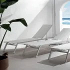 Outdoor-Sonnenliege aus Aluminium und Textilene mit einziehbaren Rädern, 2 Stück - Esel Viadurini