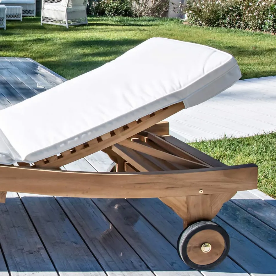 Outdoor-Sonnenliege aus natürlichem Teak - Yggdrasil Viadurini