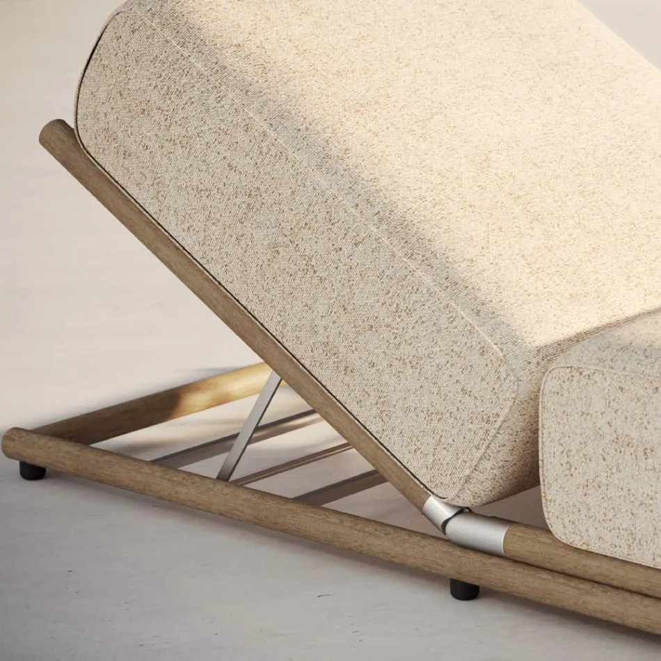 Outdoor-Sonnenliege aus Stoff und Holzstruktur Made in Italy - Armelia Viadurini