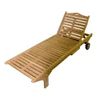 Teak-Gartenliege mit abnehmbarem Tisch und Rädern - Oasi Viadurini