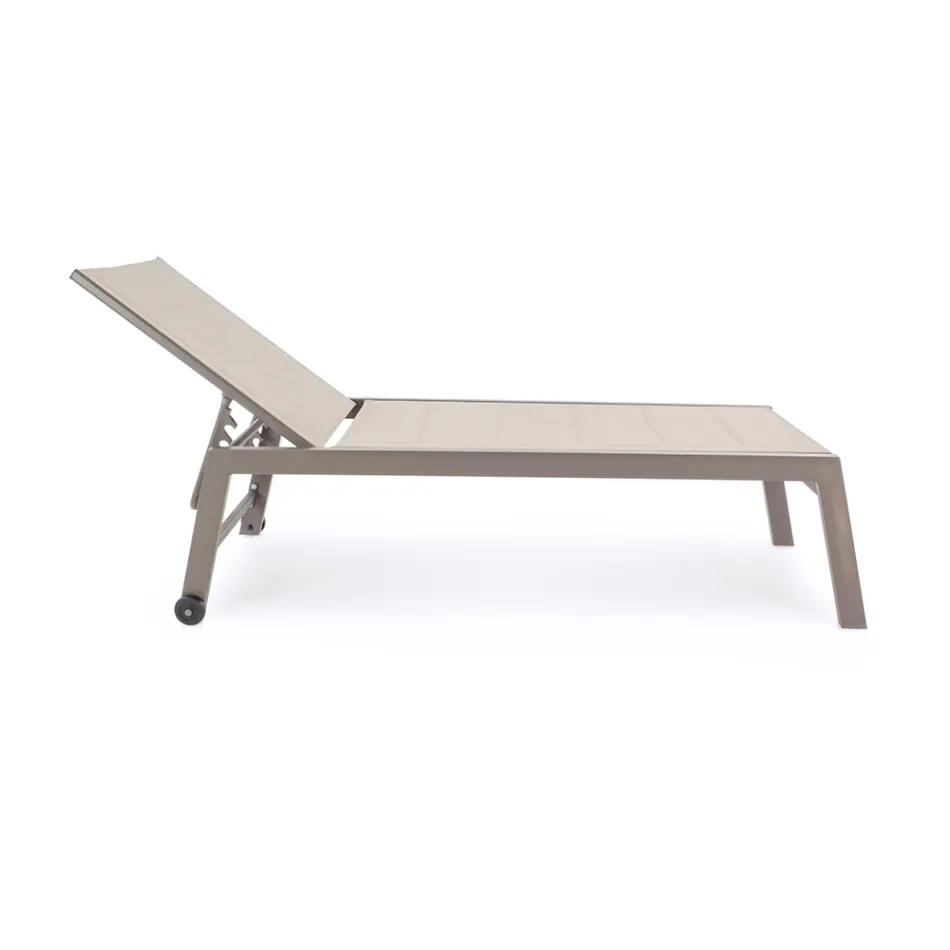 Moderne Garten-Sonnenliege aus Aluminium mit Rädern für den Außenbereich – Franz Viadurini