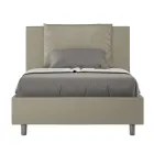 120 x 200 cm Bett mit Kopfteil und Kunstlederkissen, hergestellt in Italien - Olimpiadi Viadurini