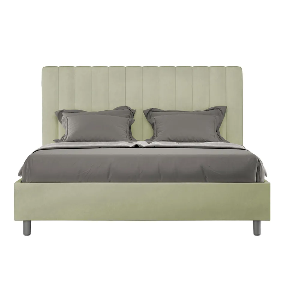 160 x 200 cm Mikrofaserbett mit symmetrischen vertikalen Linien, hergestellt in Italien - Handschuh Viadurini