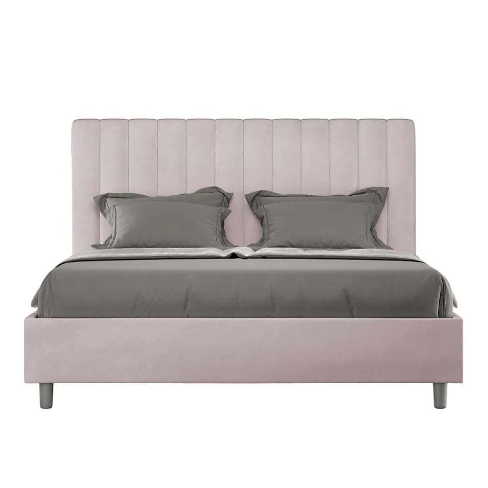 160 x 200 cm Mikrofaserbett mit symmetrischen vertikalen Linien, hergestellt in Italien - Handschuh Viadurini