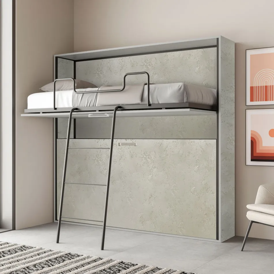 Horizontales Klapp-Etagenbett Made in Italy - Collaborative Viadurini