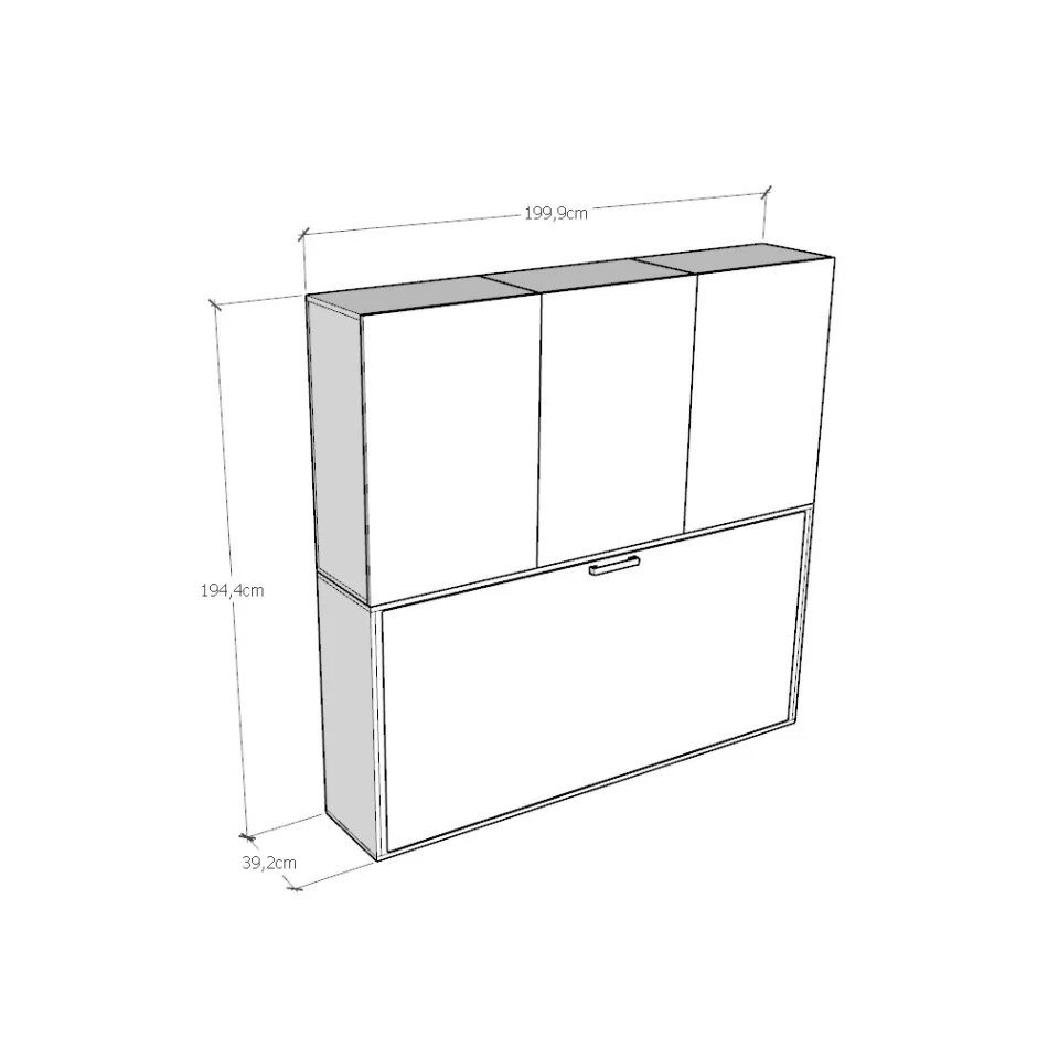 Einzel-Schrankbett in verschiedenen Zusammenstellungen – Kollaborativ Viadurini