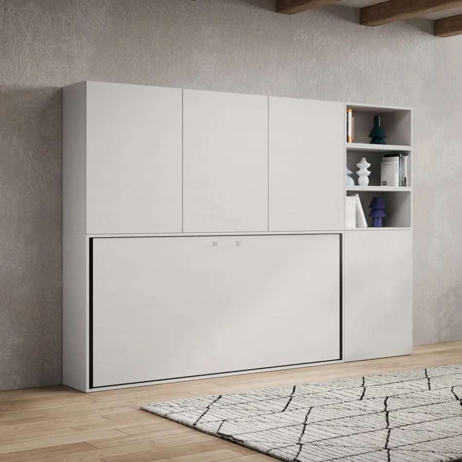 Einzel-Schrankbett in verschiedenen Zusammenstellungen – Kollaborativ Viadurini