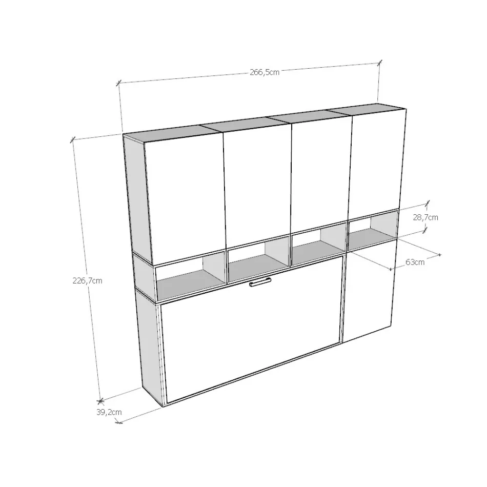 Einzel-Schrankbett in verschiedenen Zusammenstellungen – Kollaborativ Viadurini