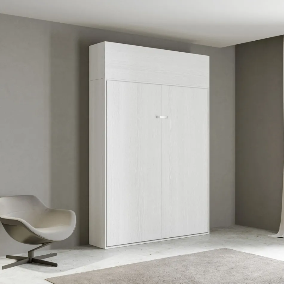 Queen-Size-Bett mit vertikalem Klappbett und Wandeinheit - Magiccompare Viadurini