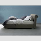 Bett mit doppeltem Stauraum aus Öko-Leder oder Stoff, hergestellt in Italien – Doll Viadurini