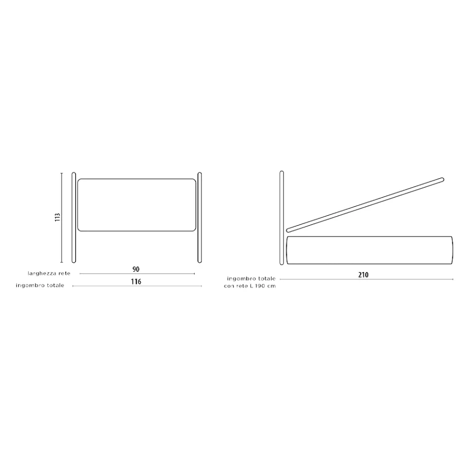 Einzelbett mit Stoffkopfteil, hergestellt in Italien – Fiuto Viadurini