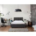 Großes Bett mit gepolstertem Kopfteil und gepolsterten Füßen, hergestellt in Italien – Aaron Viadurini