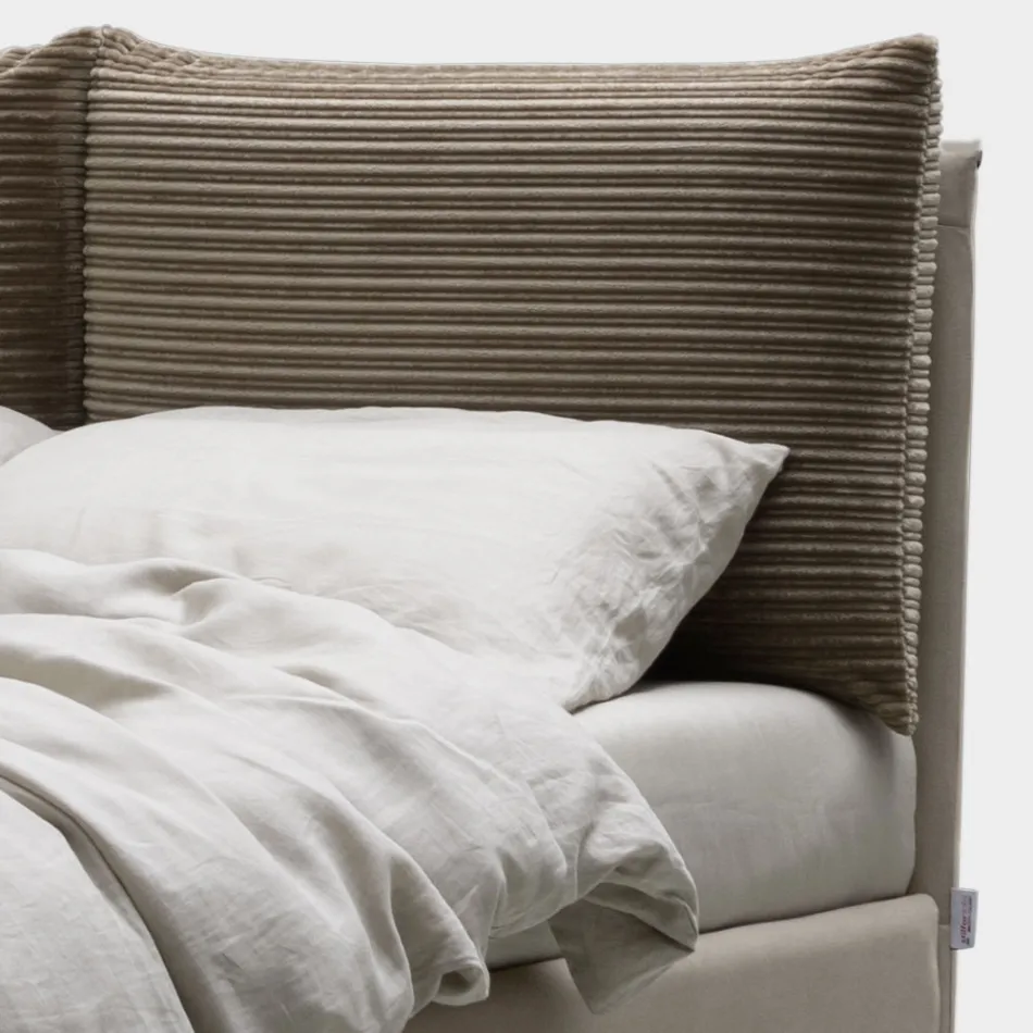 Doppelbett 160x190 mit 2 weichen Kissen im Kopfteil - Tramonti Viadurini