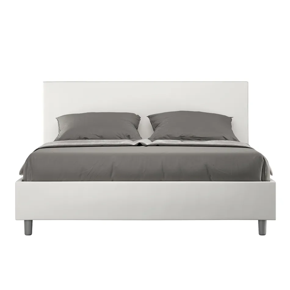 Doppelbett 160x200 cm mit Kopfteil aus Kunstleder, hergestellt in Italien - Pallone Viadurini