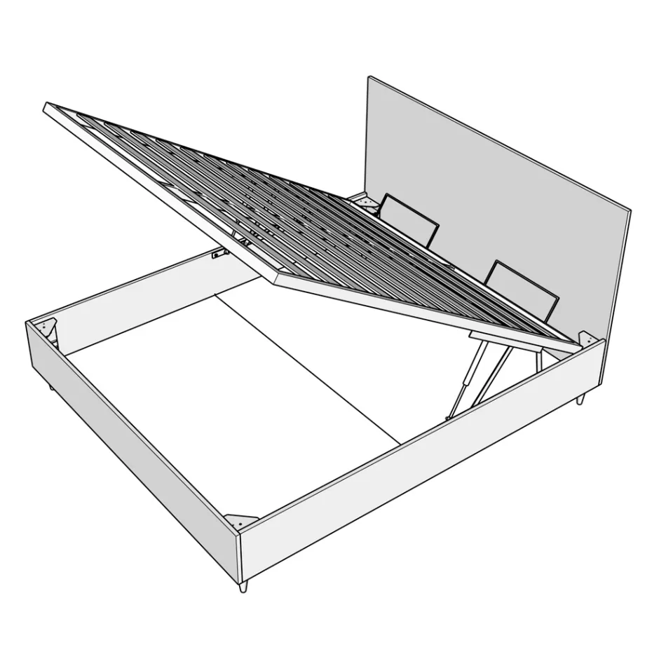 Doppelbett (160 x 200 cm), bezogen mit Kunstleder, hergestellt in Italien - Athlete Viadurini