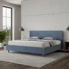 Doppelbett 180x200 cm mit Mikrofaser-Kopfteil, hergestellt in Italien - Pallone Viadurini