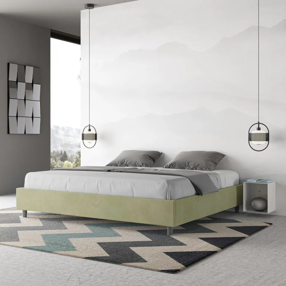 Doppelbett 180 x 200 cm, bezogen mit Mikrofaser, hergestellt in Italien - Athlete Viadurini