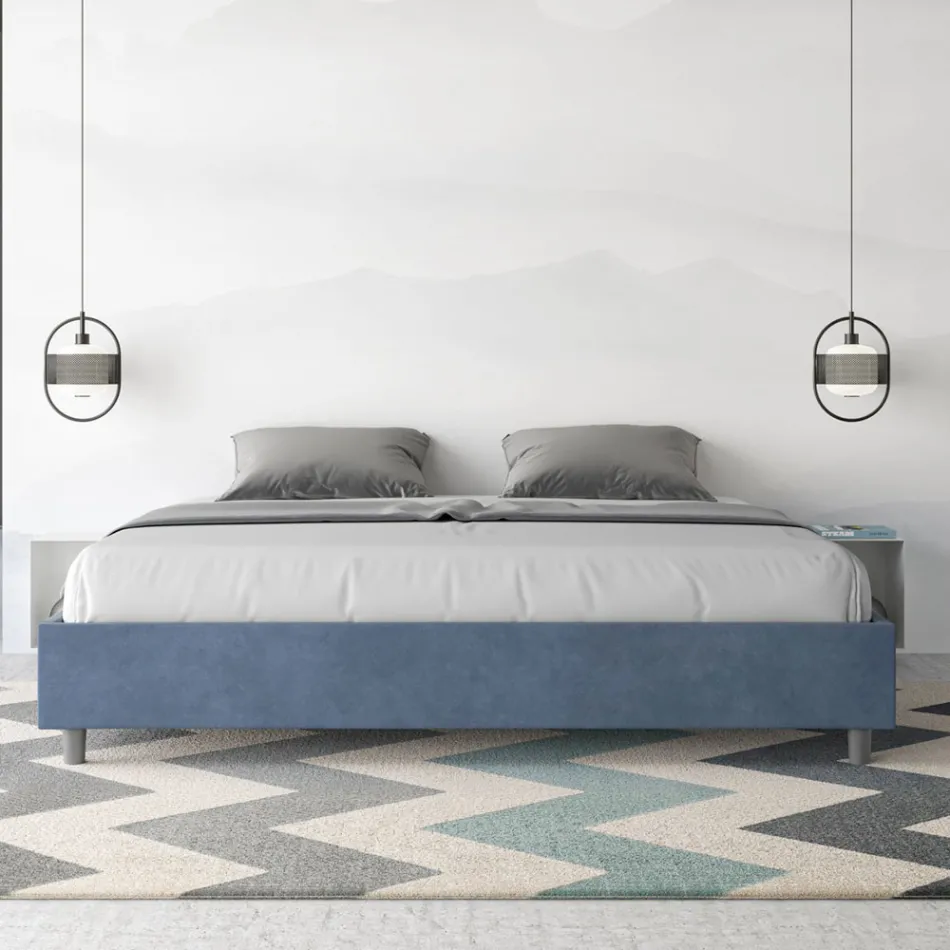 Doppelbett 180 x 200 cm, bezogen mit Mikrofaser, hergestellt in Italien - Athlete Viadurini