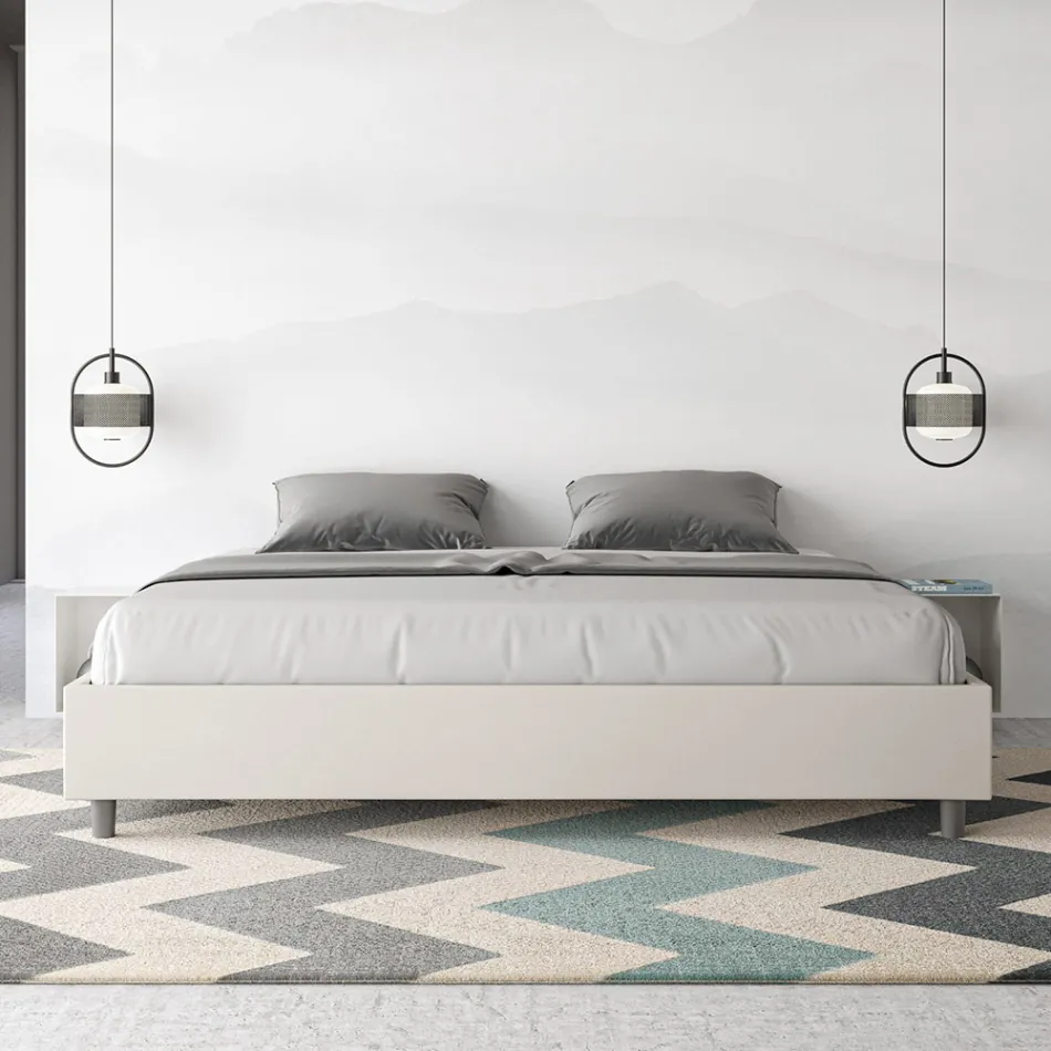 Doppelbett 180 x 200 cm, bezogen mit Kunstleder, hergestellt in Italien - Athlete Viadurini