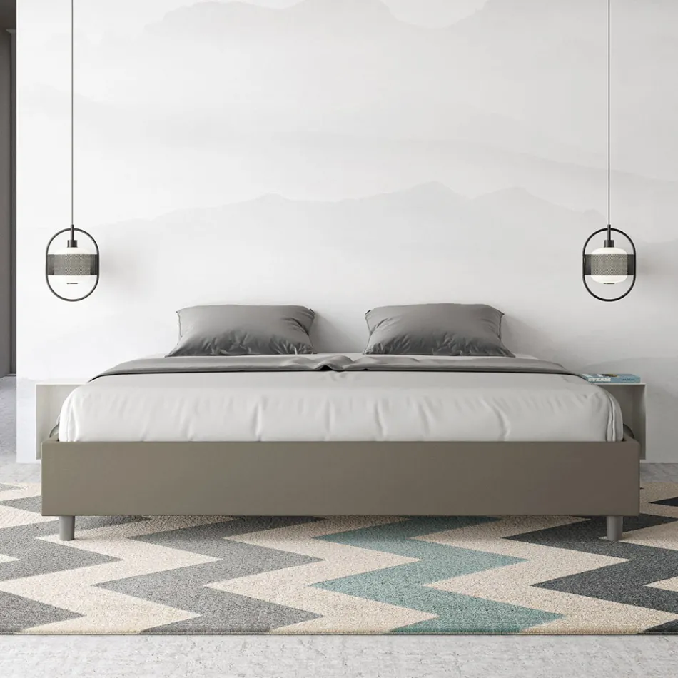 Doppelbett 180 x 200 cm, bezogen mit Kunstleder, hergestellt in Italien - Athlete Viadurini