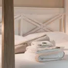 Doppelbett (180 x 200 cm) mit Himmelbett aus massivem Teakholz – Tempera Viadurini