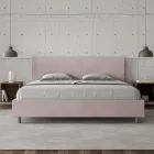 Doppelbett 190x200 cm mit Mikrofaser-Kopfteil, hergestellt in Italien - Pallone Viadurini