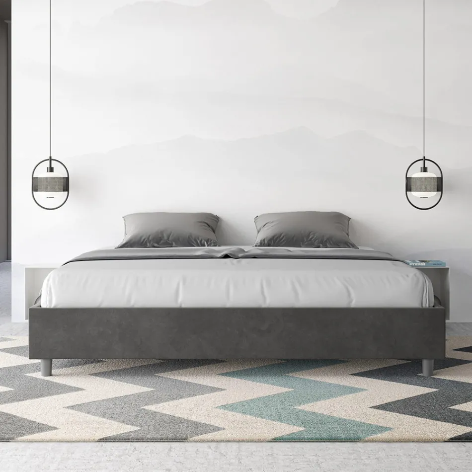 Doppelbett 190 x 200 cm, bezogen mit Mikrofaser, hergestellt in Italien - Athlete Viadurini