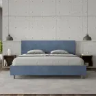 Doppelbett 200x200 cm mit Mikrofaser-Kopfteil, hergestellt in Italien - Pallone Viadurini