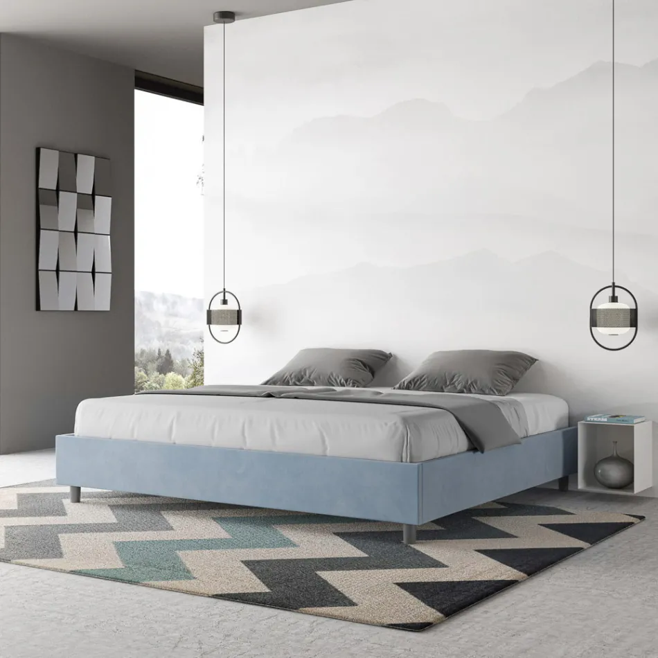 Doppelbett 200x200 cm, bezogen mit Mikrofaser, hergestellt in Italien - Athlete Viadurini