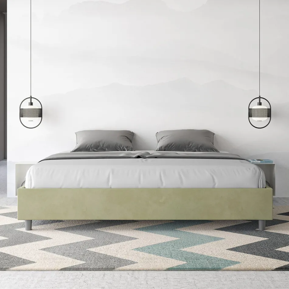 Doppelbett 200x200 cm, bezogen mit Mikrofaser, hergestellt in Italien - Athlete Viadurini