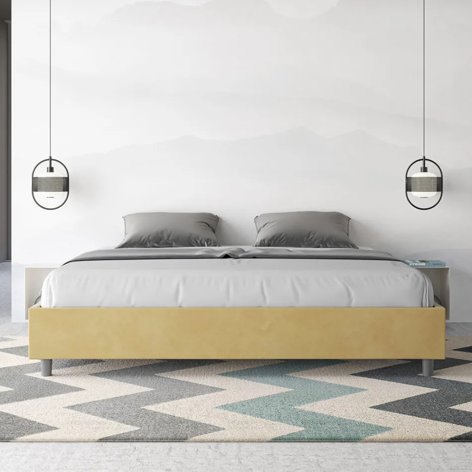 Doppelbett 200x200 cm, bezogen mit Mikrofaser, hergestellt in Italien - Athlete Viadurini