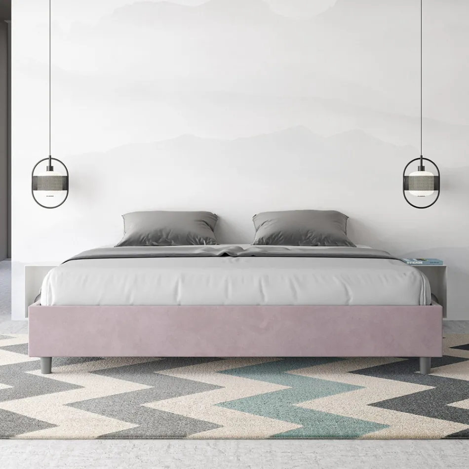 Doppelbett 200x200 cm, bezogen mit Mikrofaser, hergestellt in Italien - Athlete Viadurini