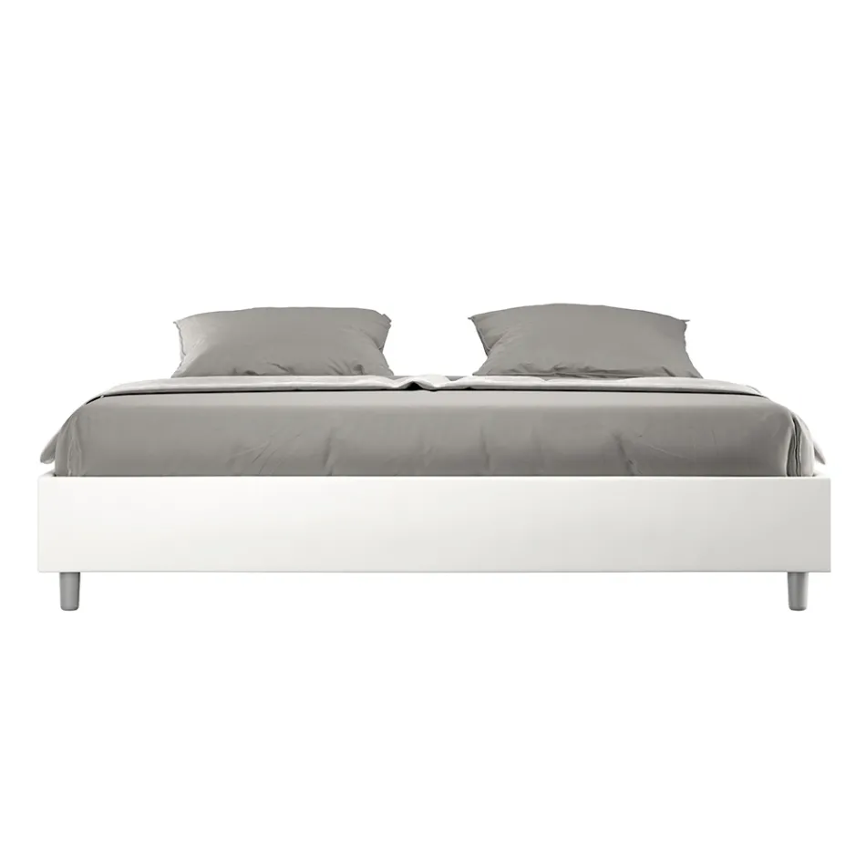 Doppelbett 200x200 cm, bezogen mit Kunstleder, hergestellt in Italien - Athlete Viadurini