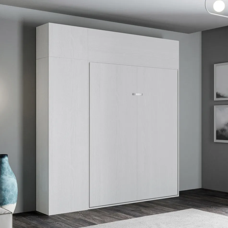 Vertikales Klappbett für Doppelbett mit Wandeinheit und Säule - Magiccompare Viadurini