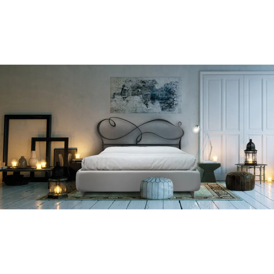 Doppelbett mit gepolstertem Bettrahmen in verschiedenen Ausführungen Made in Italy – Design Viadurini