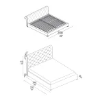 Doppelbett mit Capitonné-Polsterung und Holzfüßen - Briosco Viadurini
