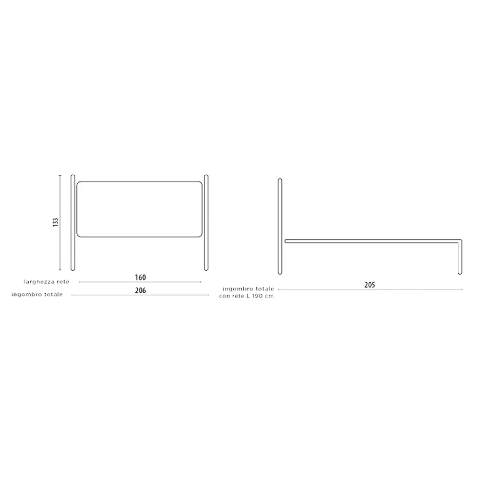 Doppelbett mit Kopfteil und Bettrahmen aus Eisen, hergestellt in Italien – Ausführung Viadurini