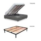 Doppelbett mit Eisenkopfteil und gepolstertem Bettrahmen, hergestellt in Italien – Kenzo Viadurini