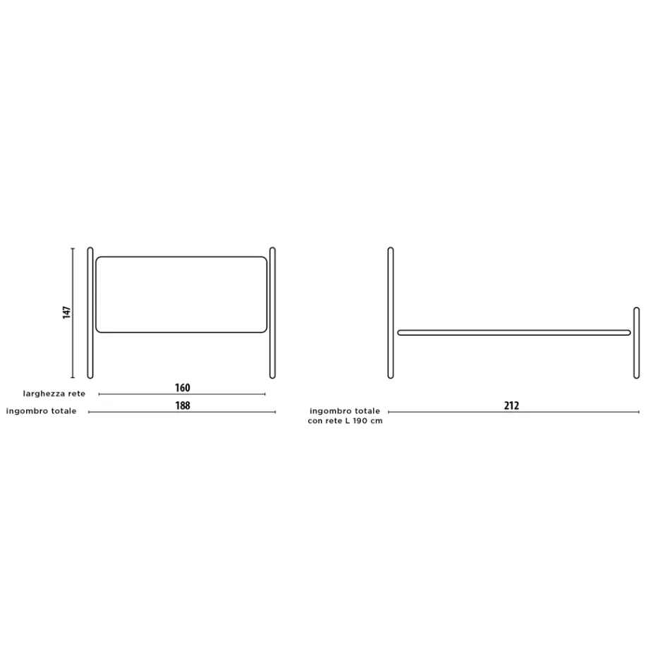 Doppelbett mit massivem Eisenkopfteil Made in Italy - Nebbia Viadurini