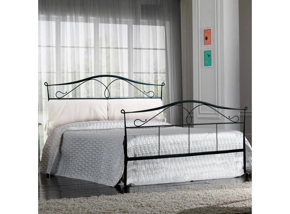 Doppelbett mit Kopfteil aus Eisenrohr, hergestellt in Italien – Kopie Viadurini