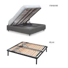 Doppelbett mit gepolstertem Kopfteil aus Made in Italy-Stoff – Fulmine Viadurini