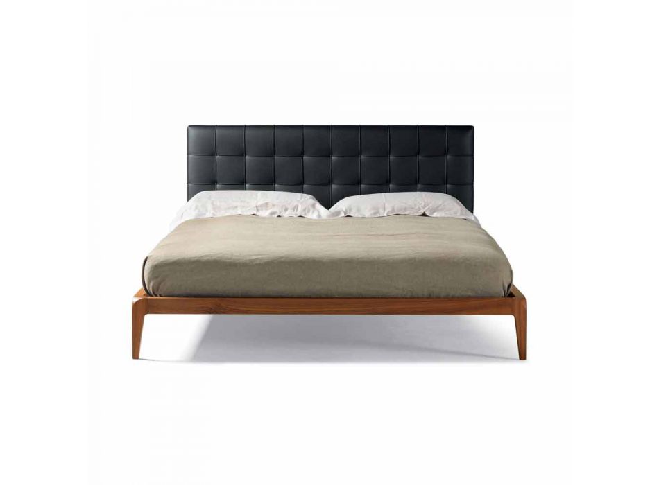 Design Doppelbett mit gepolstertem Kopfteil Leilo, 160x200 cm Viadurini