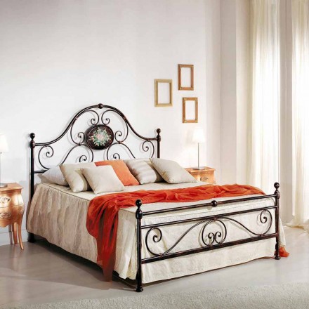 Doppelbett mit schmiedeeisernen Design Handwerk Alexa Viadurini