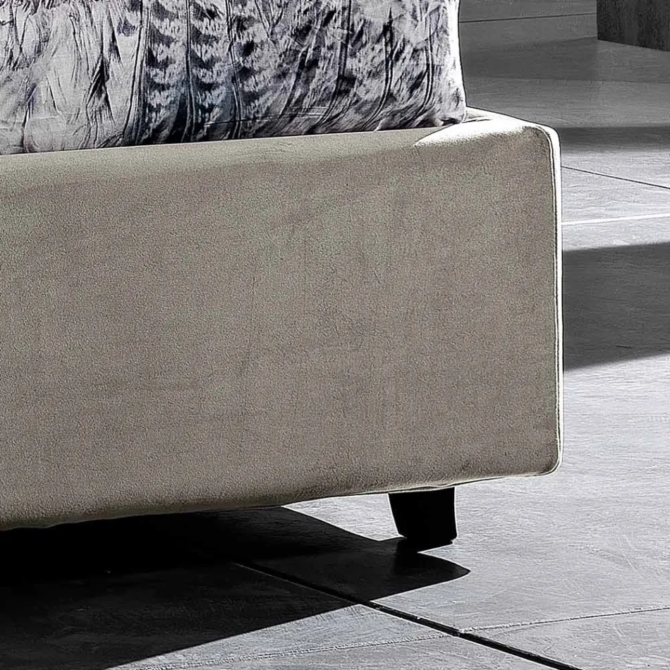 Modernes Design-Doppelbett mit plissiertem oder gestepptem Kopfteil – Alano Viadurini