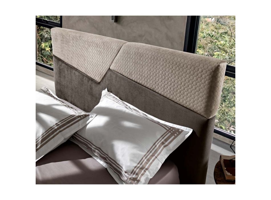 Modernes Design-Doppelbett mit plissiertem oder gestepptem Kopfteil – Alano Viadurini