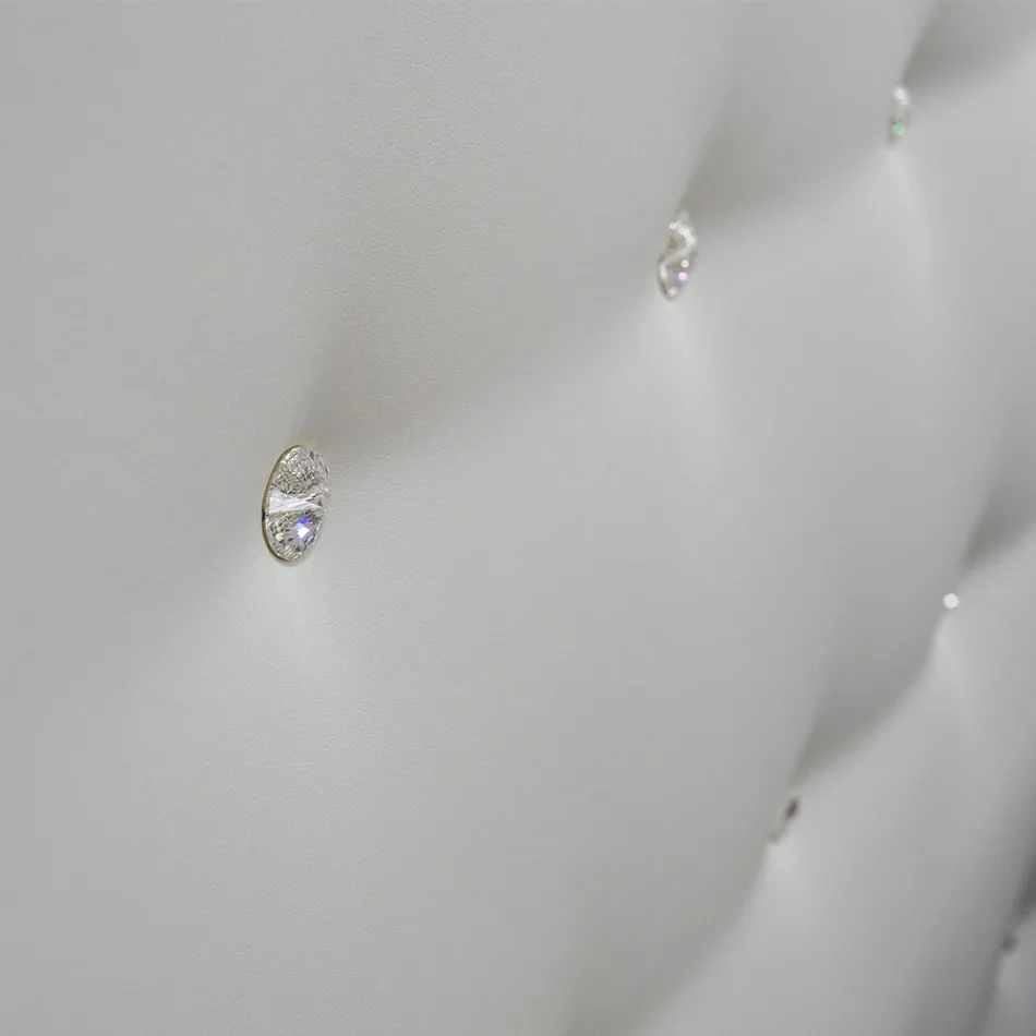 Luxuriöses Doppelbett mit Box und Swarovski, hergestellt in Italien – Little Heart Viadurini