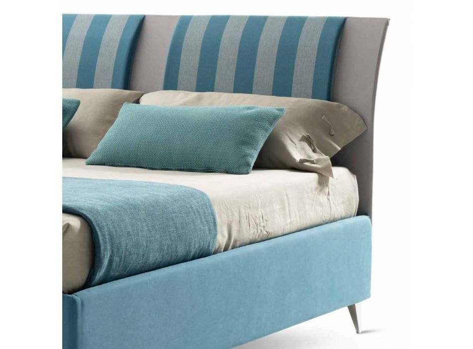 Luxus Doppelbett mit Box aus zweifarbigem Stoff Made in Italy - Gagia Viadurini